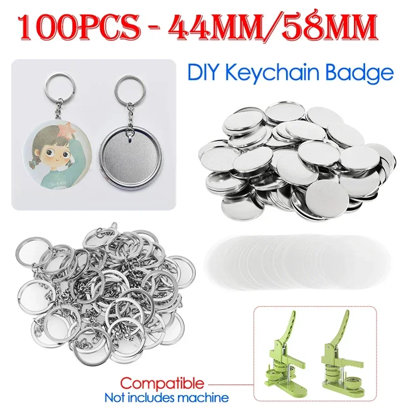 100PCS 44mm 58mm Keychains Bad - Button Badge Blank ulasan dan harga