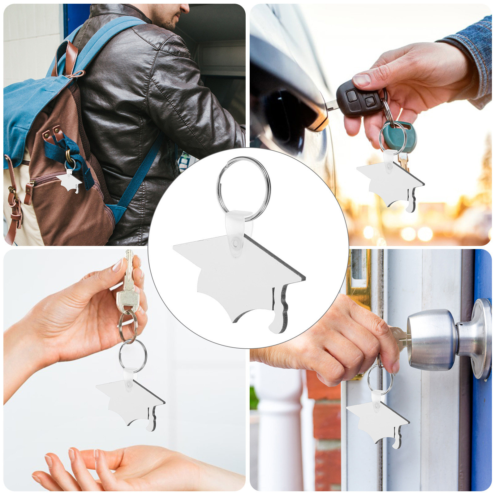 8Pcs Graduation Hat Keychain P - Hat Sublimation Blank ulasan dan harga